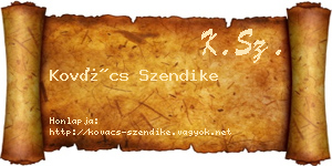 Kovács Szendike névjegykártya